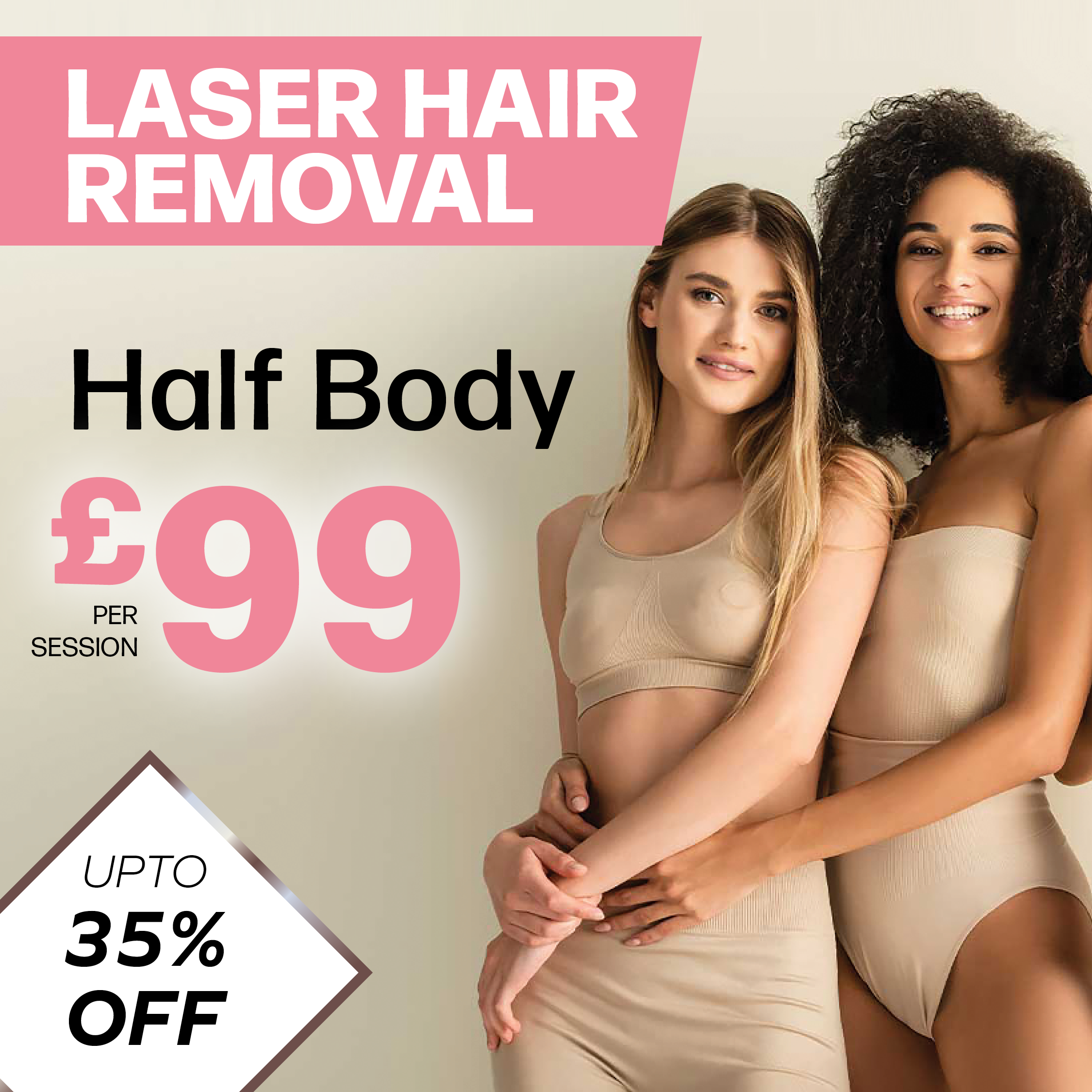 Laser hair removal half body £99